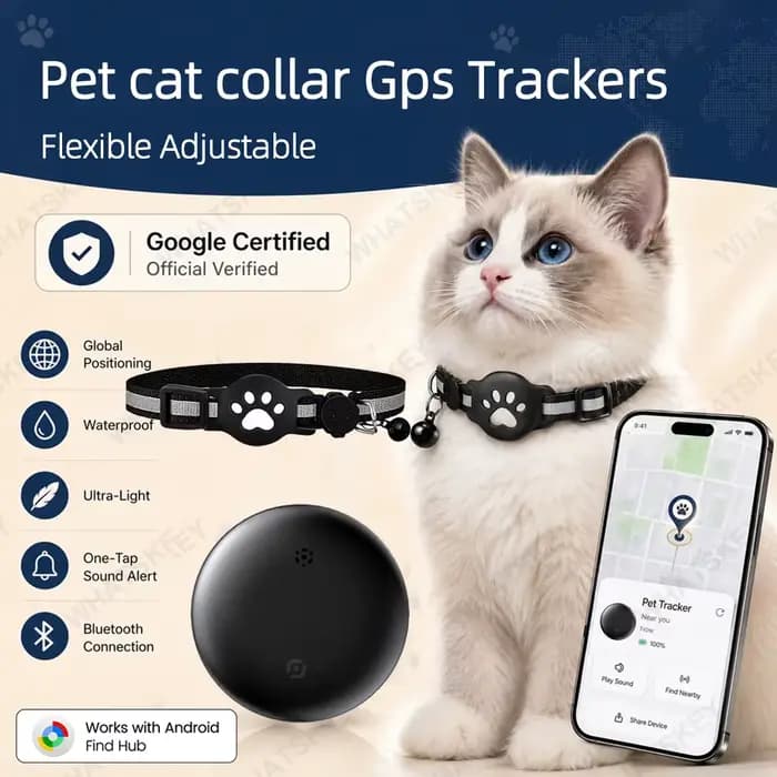 Collier Ajustable pour Animaux de Compagnie avec Traceur GPS Google Find My Android - Kits de Localisation