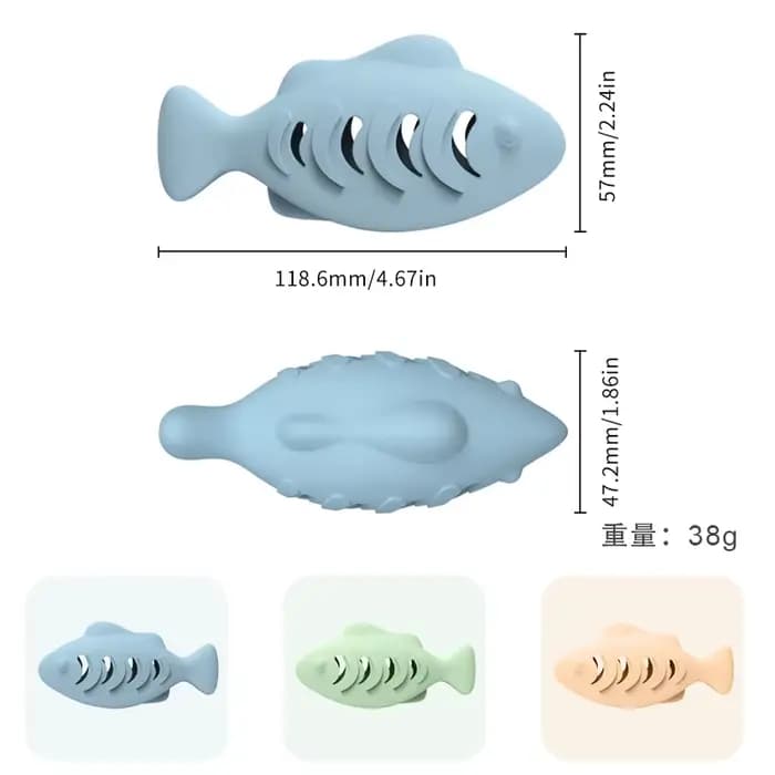 Jouet interactif pour chat en silicone en forme de poisson