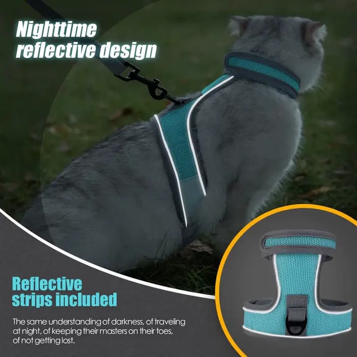 Harnais pour chat-harnais réglable anti-fuite pour chat