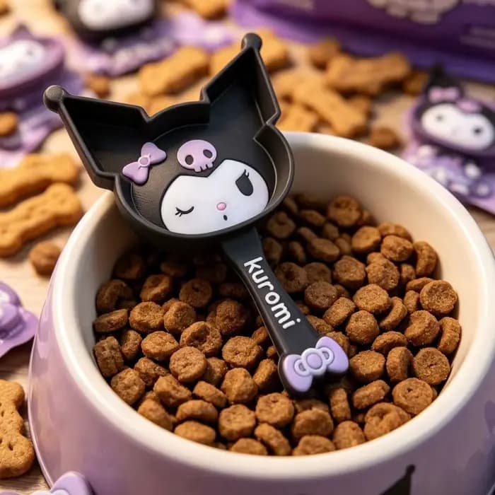 Cuillère à nourriture pour animaux de compagnie avec imprimé Kuromi mignon pour femmes et filles