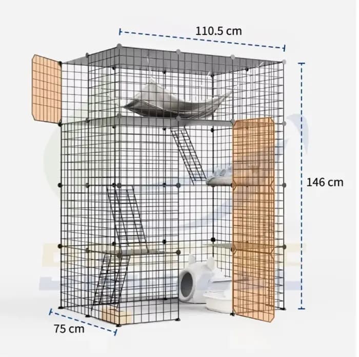 Grande cage extérieure de chat d'animal familier en métal de grande capacité pour des chats