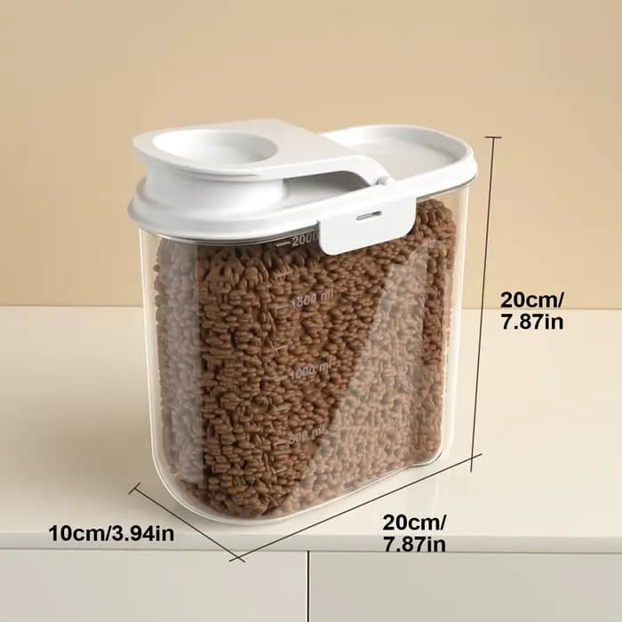 Conteneur de rangement hermétique 2L pour aliments pour chats et chiens avec couvercle