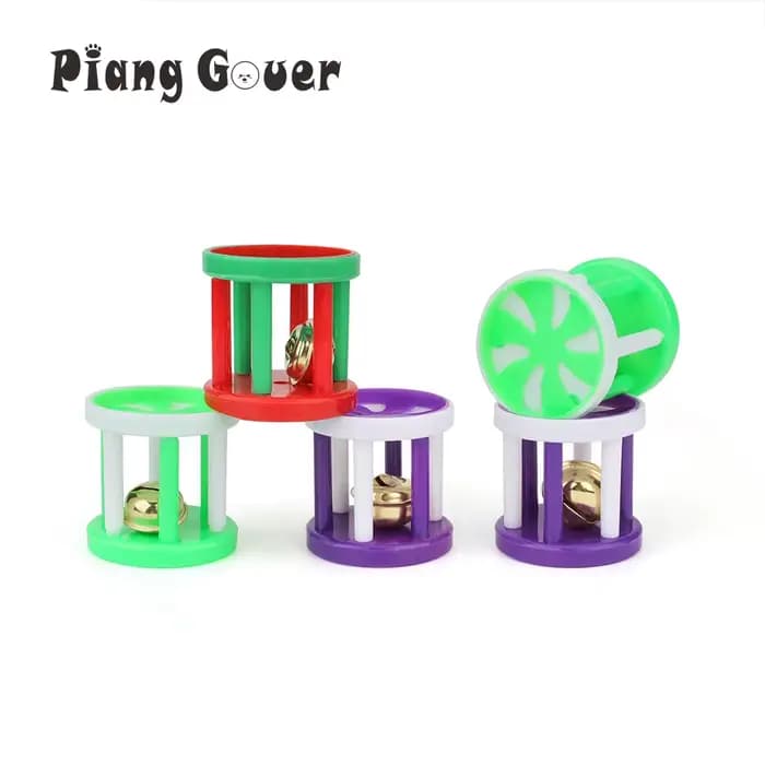 Jouets cylindriques en plastique pour animaux de compagnie avec petite cloche