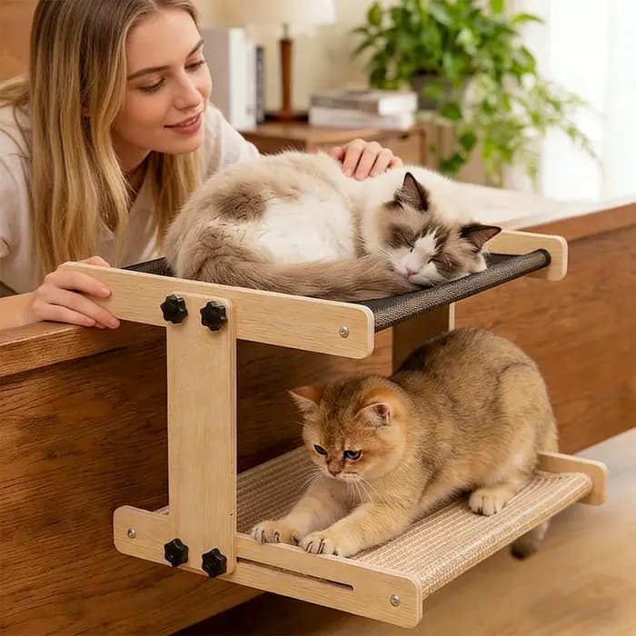Lit de fenêtre pour chat en bois