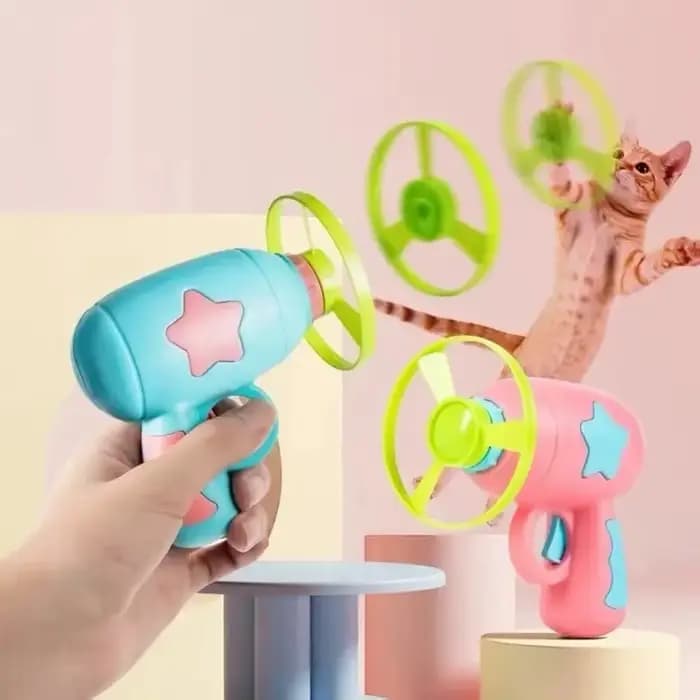 Jouet interactif amusant pour chat, lanceur de mini-frisbees pour chaton, pistolet de tir pour jeux de poursuite, jouets pour chat, fournitures pour animaux de compagnie