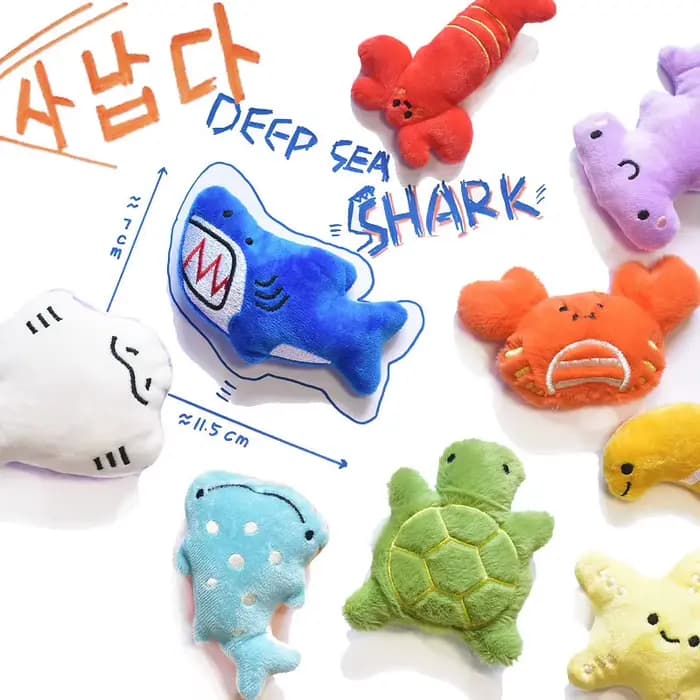 Jouet sonore interactif en peluche pour animaux de compagnie, mini animaux marins mignons (requin, crabe, tortue, baleine), durable et amusant pour chats et chiens, fournitures pour animaux de compagn