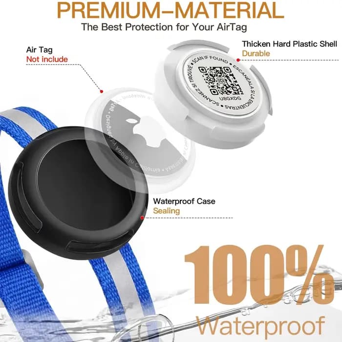 Collier pour chat avec support AirTag et code QR pour le nom de l'animal