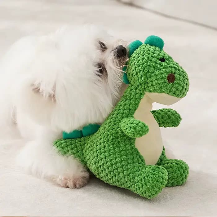 Jouet pour animaux de compagnie en forme de petit dinosaure mignon qui émet des sons, compagnon en peluche doux pour dormir, interactif, anti-ennui, divertissement personnel, adapté pour les chiots et