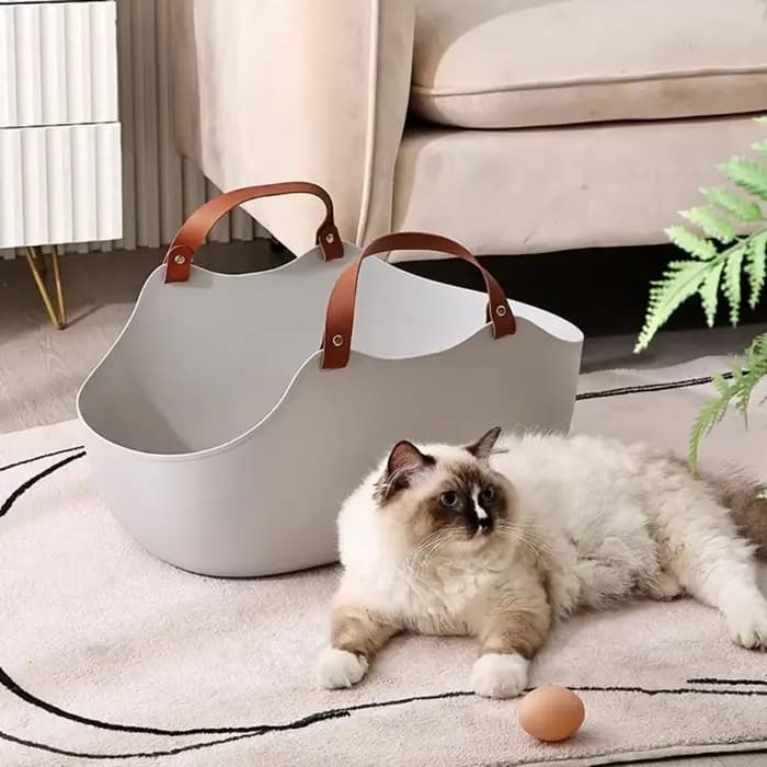 Bac à litière pour chats avec poignée lapin espace généreux Surfaces lisses bacs à litière pour chats bac à litière Portable