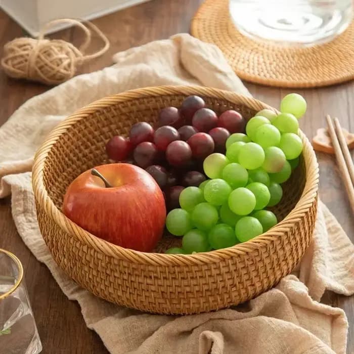 Panier rectangulaire en rotin et osier tissé à la main
