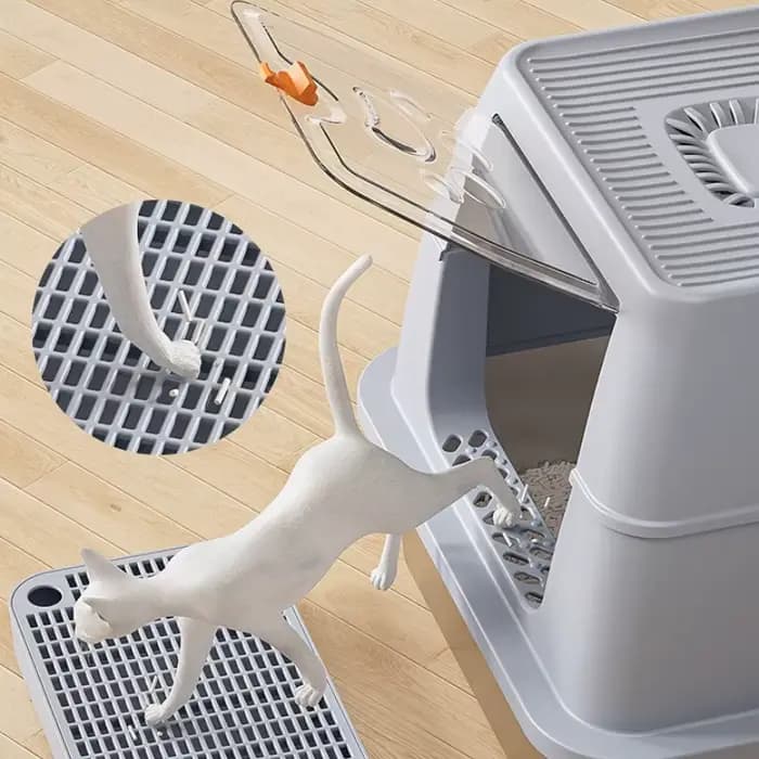 Bac à sable autonettoyant en acier inoxydable pour chat