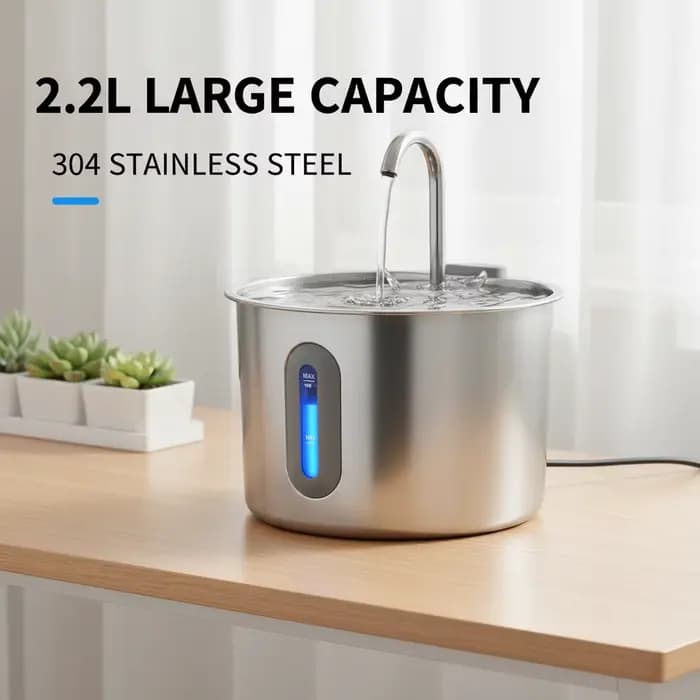Fontaine d'eau en acier inoxydable pour chat et chien