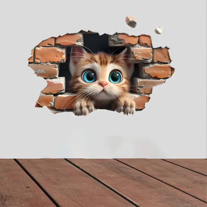 Un autocollant mural avec un motif de chat mignon qui ajoute une touche animée à votre décoration intérieure