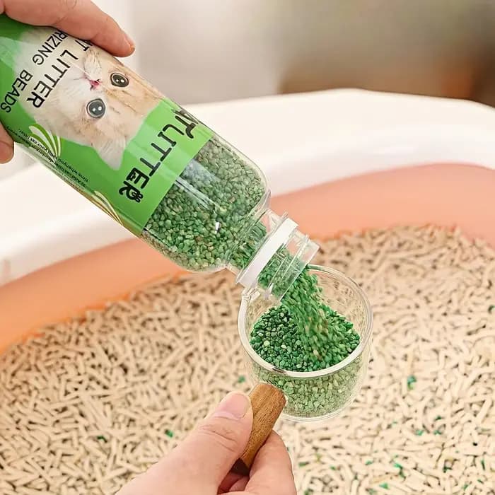 Une bouteille de perles désodorisantes pour litière de chat – Faites l'odeur de votre maison confortable et élimine les odeurs.