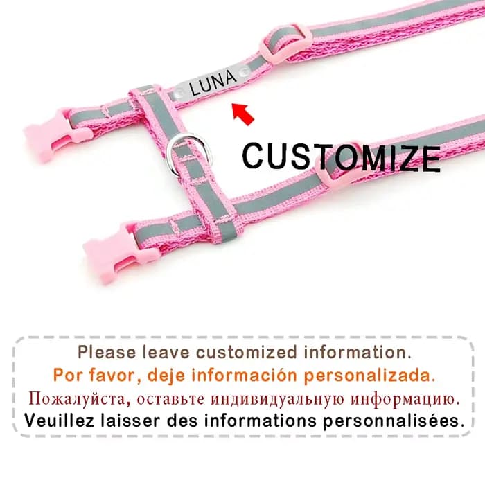 Harnais réfléchissant personnalisé en Nylon pour chat
