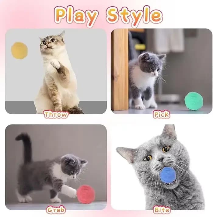 Jouets interactifs pour chatons : Jouet d'entraînement créatif avec mini pistolet lanceur et balles en peluche extensibles – Fournitures pour animaux de compagnie
