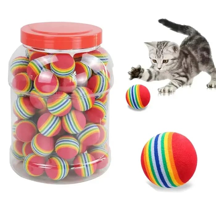 5 pièces/10 pièces arc-en-ciel chat jouets balle interactive