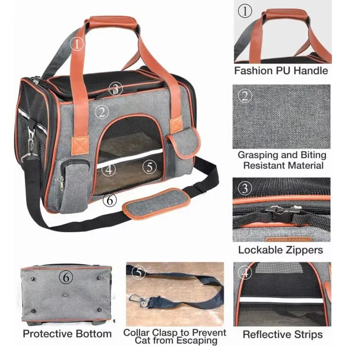 Sac de voyage pour animaux de compagnie, porte-chien et chat, approuvé par la compagnie aérienne, face souple, siège de voiture, Carrie sûr