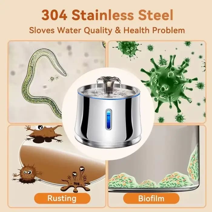 Fontaine d'eau en acier inoxydable pour chats et chiens