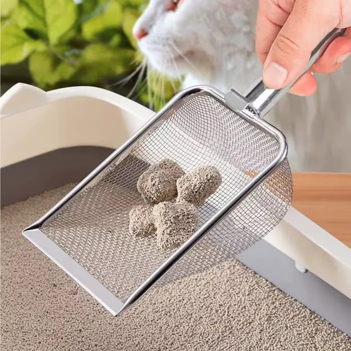 Pelle à litière pour chat en acier inoxydable