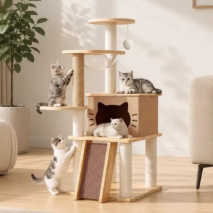 Arbre à chat avec poteaux à gratter