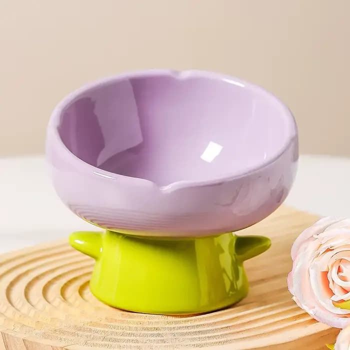 Bol en céramique surélevé en forme de tulipe pour chat