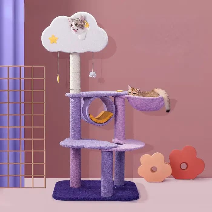 Arbre à chat nuage violet