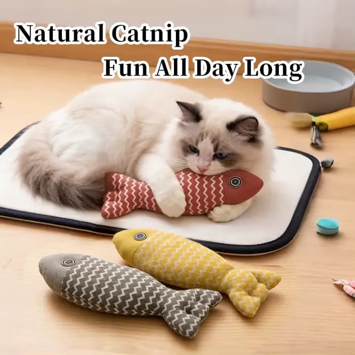 Jouet pour chat en forme de poisson à la catnip naturelle