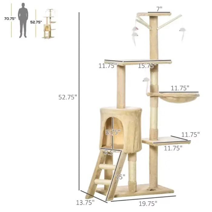 Arbre à chat adapté aux jouets pour animaux de compagnie