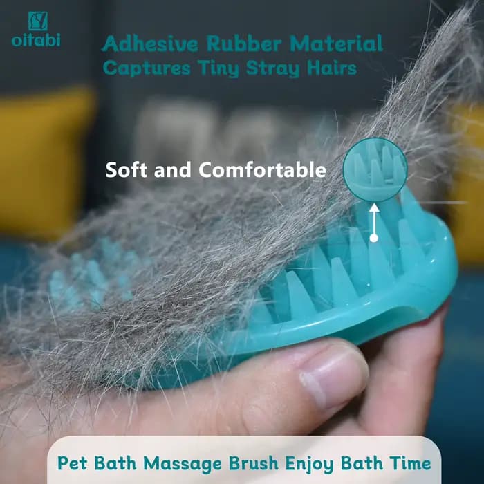 Brosse pour animaux de compagnie en caoutchouc souple Oitabi pour cheveux courts toilettage pour chiens et chats bain