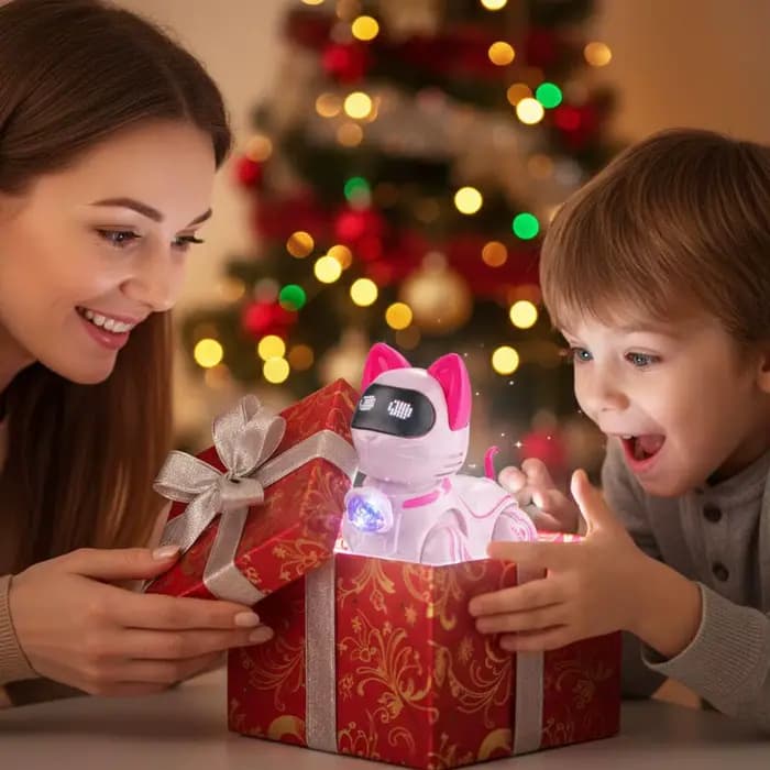 Robot chat électrique interactif avec laisse