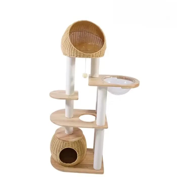 Arbres à chat d'angle en bois de luxe avec sisal