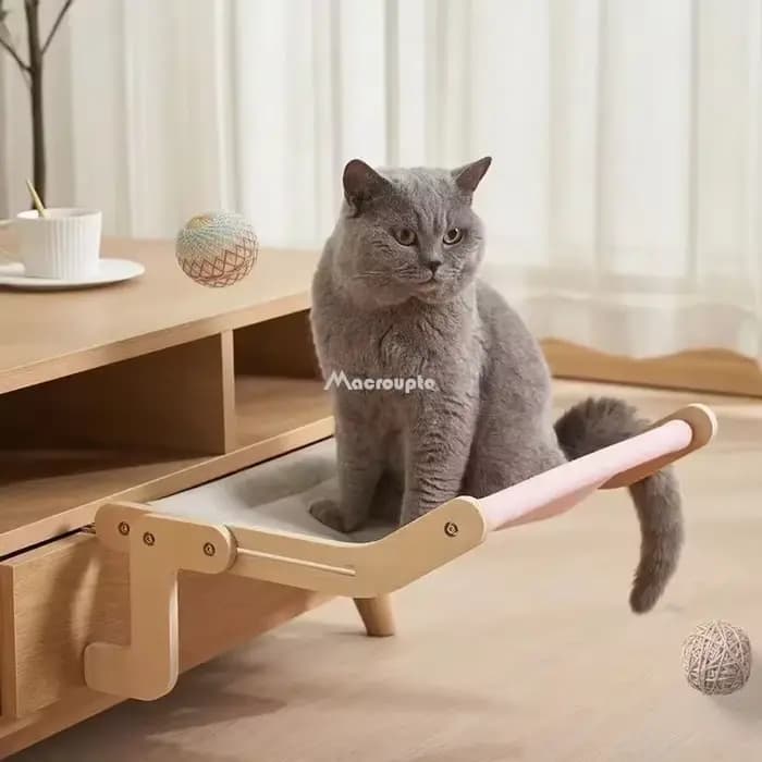 Perchoir de fenêtre en bois pour chat, assemblage de lit de face, polymères pour animaux de compagnie, siège ensoleillé confortable, hamac monté, étagère aérienne pour animaux de compagnie, lits de ac