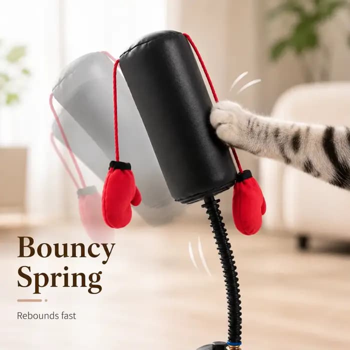 Jouet de boxe pour chat avec gants de boxe suspendus – Amusant