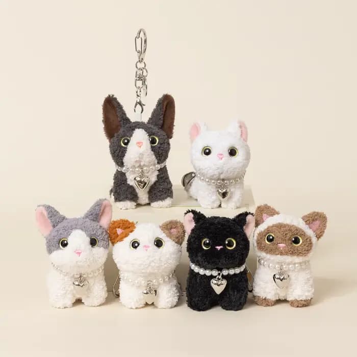 Peluche chat Kawaii de 8 cm, chat noir, chat siamois, chat calico, poupée chat, pendentif chat, porte-clés, jouet en peluche, cadeau d'anniversaire pour enfant