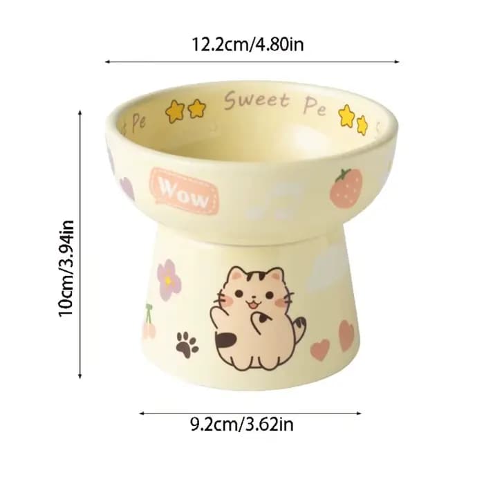 Bol en céramique pour chat anti-renversement, bol à nourriture pour chien mignon, antidérapant, grande capacité, bol surélevé pour animaux de compagnie, chaton, chiot