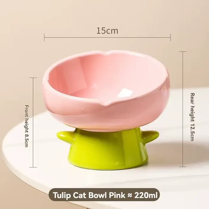 Bol en céramique surélevé en forme de tulipe pour chat