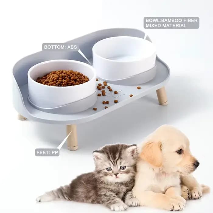 Mangeoires alimentaires pour animaux de compagnie chat Double bols mangeoire hauteur réglable chats chiens abreuvoir bol d'eau plat alimentation surélevée chaton fournitures