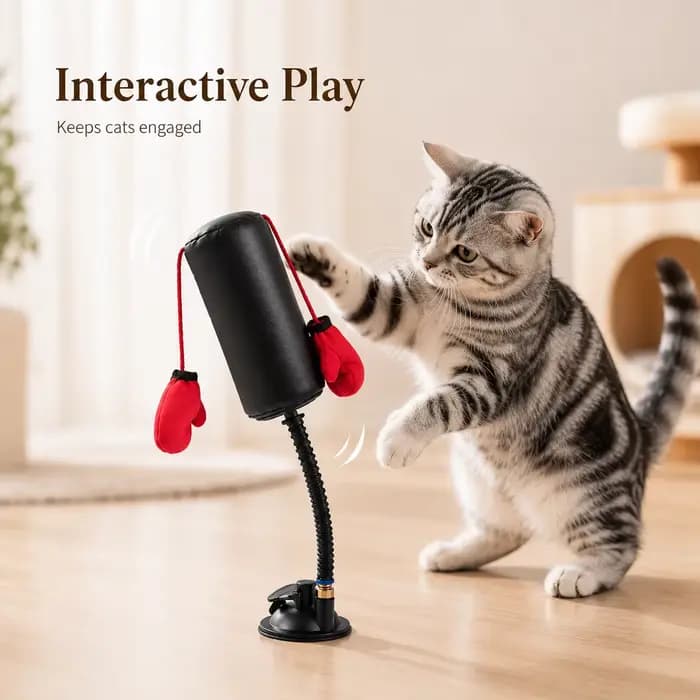 Jouet de boxe pour chat - Jeu de boxe multifonctionnel pour stimuler le chat