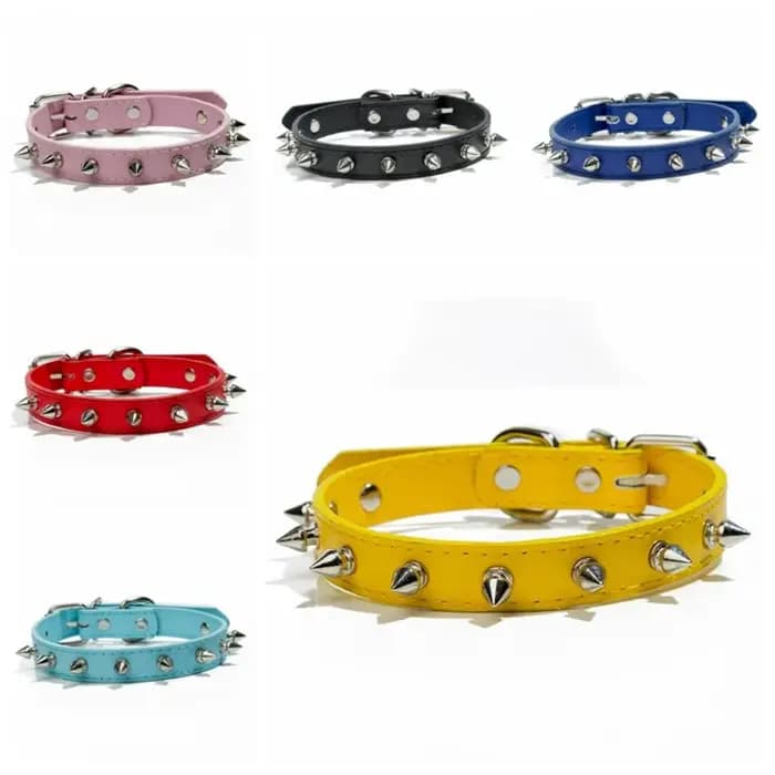 Collier en cuir coloré et réglable pour chat et chien