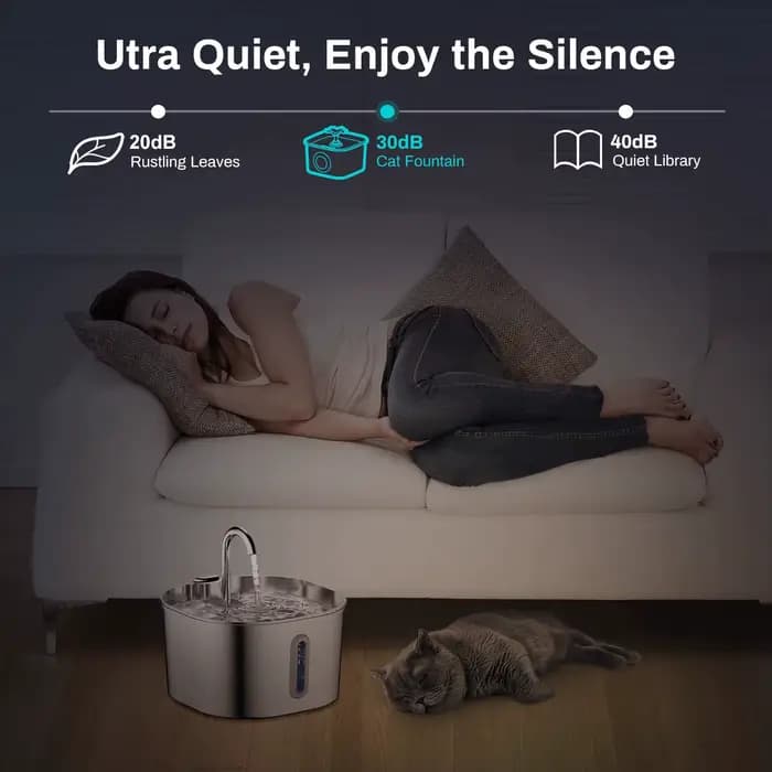 Fontaine d'eau pour chat en acier inoxydable