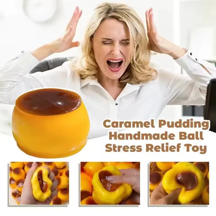 Jouet Squishy Créatif en Forme de Pudding au Caramel