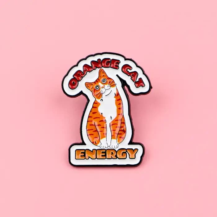 Pins en émail et broches « Orange Cat Energy » pour les amoureux des chats