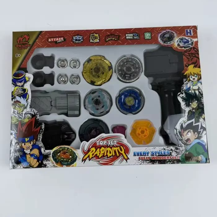 Ensemble de combat multijoueur SPINNING TOP 4D Metal Fusion, comprenant 2 lanceurs et 4 toupies – le jouet de combat ultime pour les enfants