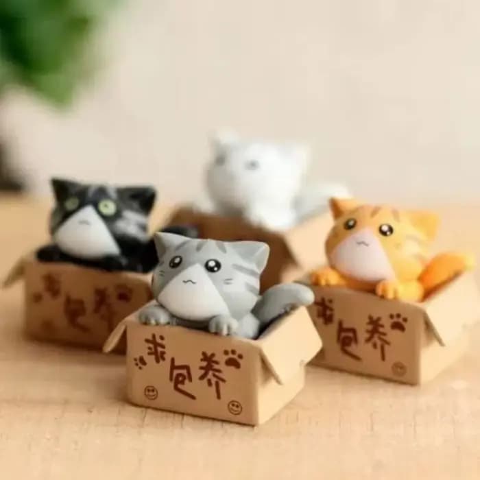 Kawaii Mini chat ornement jardin chaton Statue cadeau pour enfants bébé chambre décoration jouet Figurines