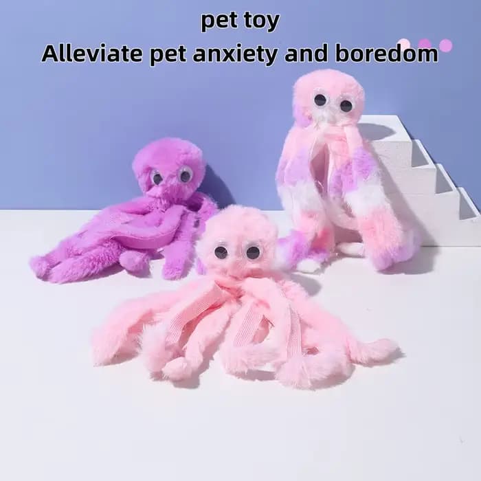 Jouet pour chat en peluche douce en forme de pieuvre