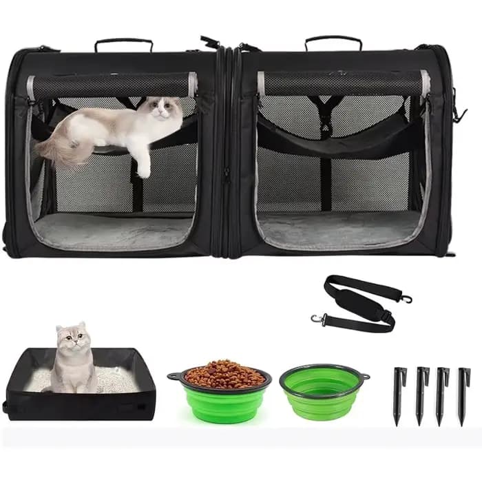 Boîte de transport pliable deux en un pour centre de chat Wakytu.