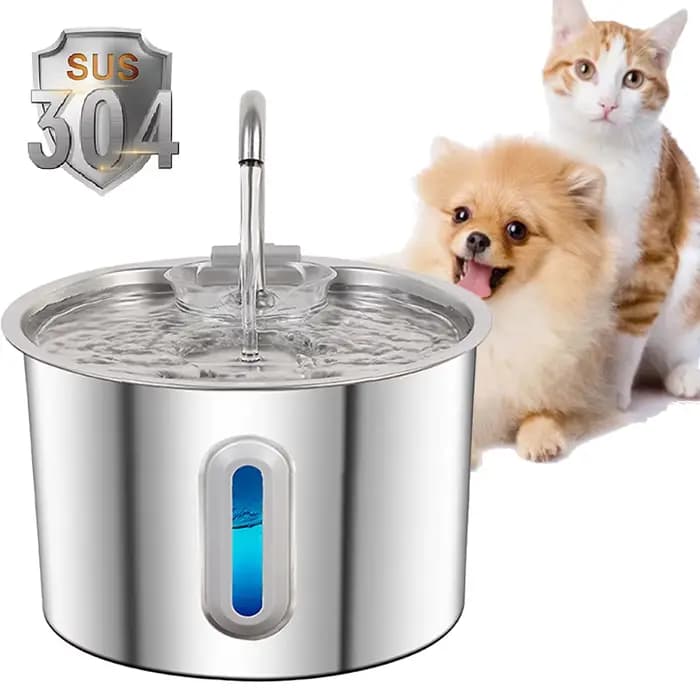 Fontaine d'eau pour chat en acier inoxydable