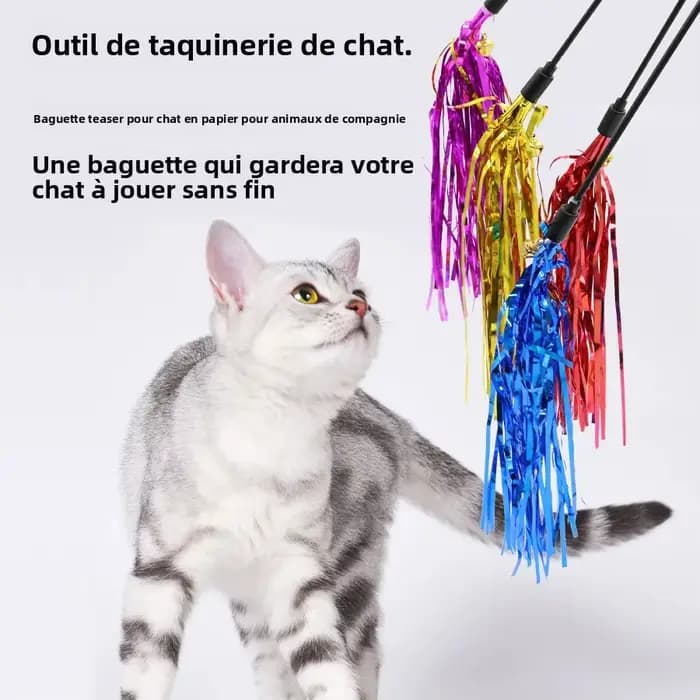 5 baguettes pour chat avec ruban réfléchissant et sons de clochette