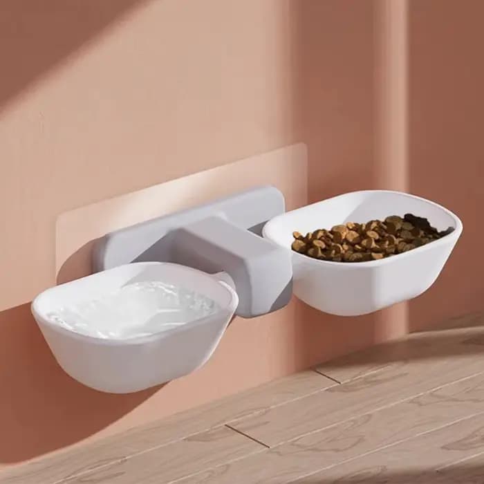 Bol mural pour chat, double bol pour animaux de compagnie